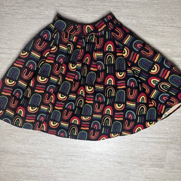 Moixa ZEGERMAN London A Line Knit Pleated Skirt Rainbow Print Women's M - Picture 3 of 8